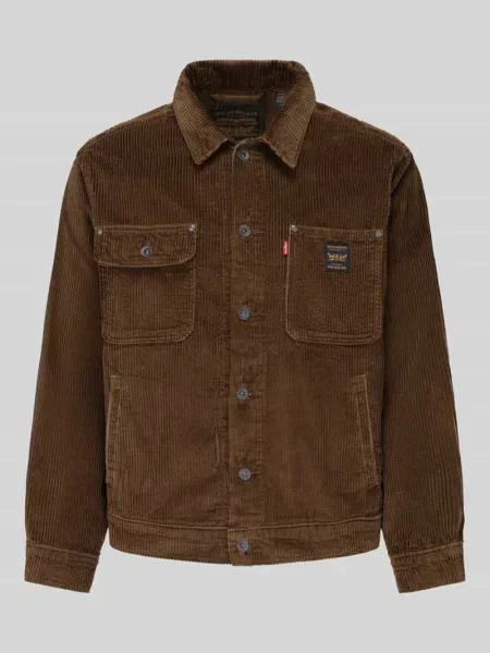 Kurtka jeansowa o kroju regular fit z fakturą sztruksu Levi's brązowa