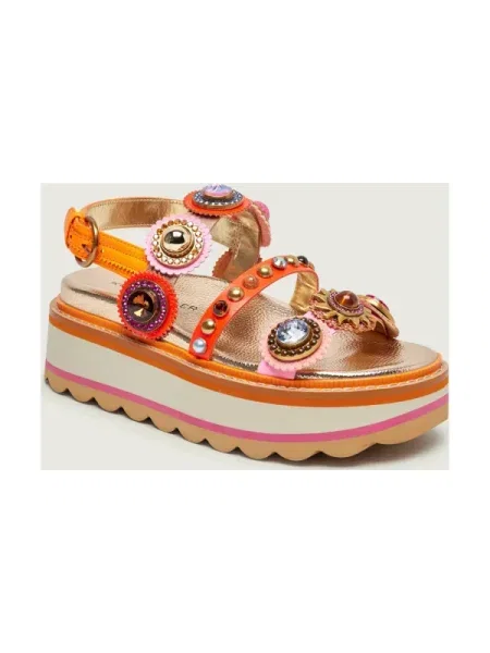 Kurt Geiger London sandale cu platformă pentru femei din piele Octavia Sling Flatform portocaliu