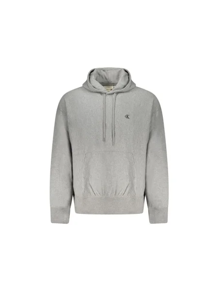 Mikina s kapucňou Calvin Klein s kapucňou sivá