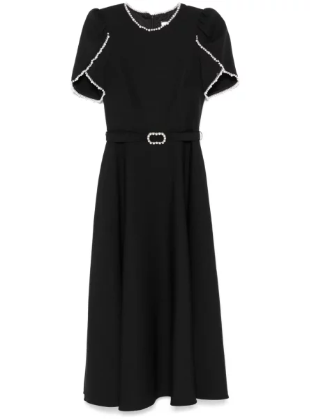Sukienka midi Nissa z perełkami do kolan garniturowa czarna