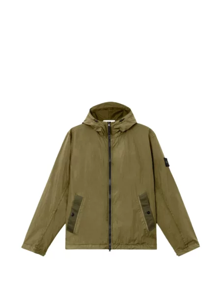 Geacă Stone Island cu glugă cu strasuri verde