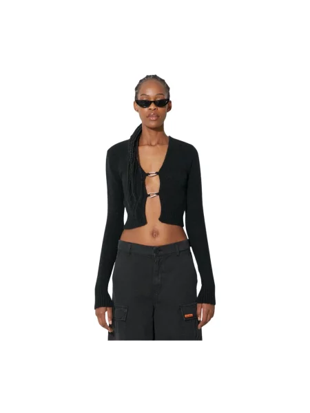 Heron Preston kardigan z domieszką wełny Carabiner Knit Cardigan lekki czarny