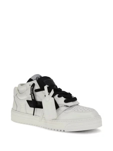 Sneakerși Off-white cu șireturi din piele alb