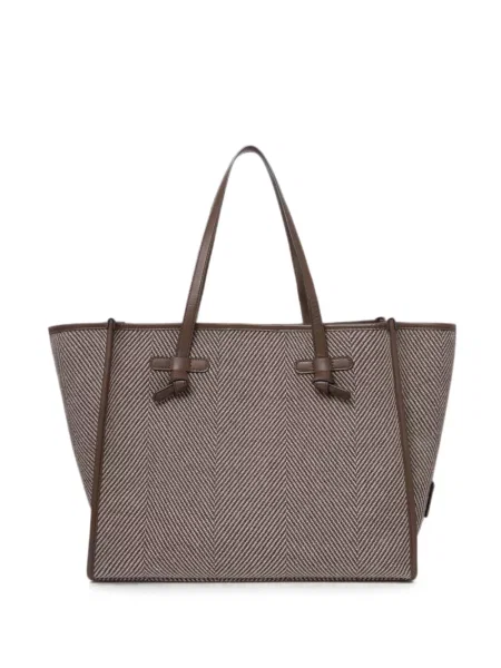 Geantă shopper Gianni Chiarini cu model herringbone maro