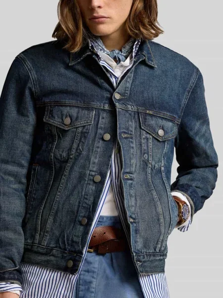 Kurtka jeansowa o fasonie shaped fit z czystej Polo Ralph Lauren niebieska