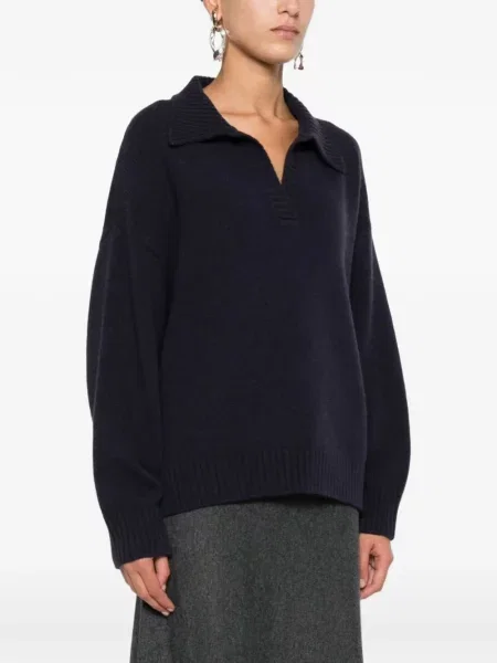 Gulerat pulover Weekend Max Mara cu decolteu în V negru