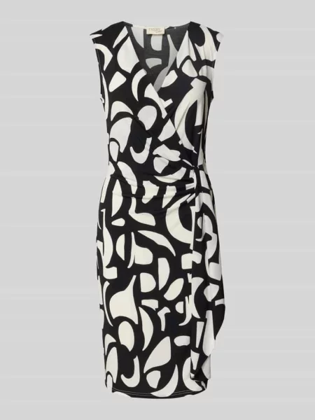 Sukienka koktajlowa o długości do kolan w stylu kopertowym Vera Mont czarna