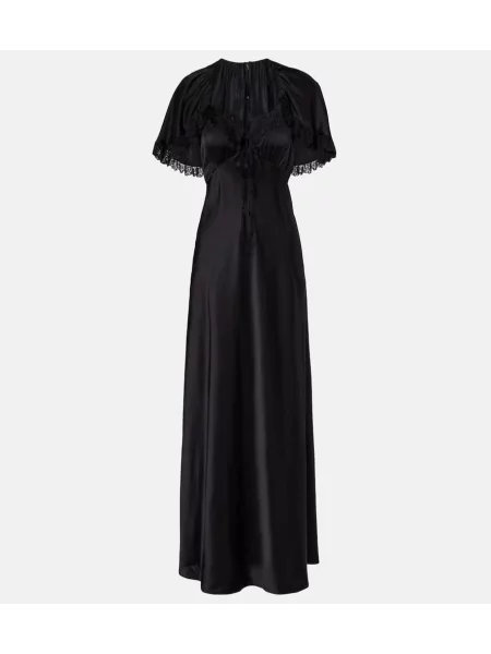 Rochie maxi Chloé de mătase de costum negru