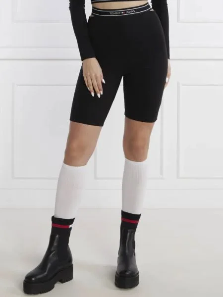 Tommy Jeans pantaloni scurți biker logo taping cycle negru