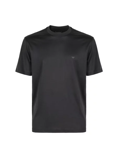 Koszulka Emporio Armani z okrągłym dekoltem żakardowa niebieska