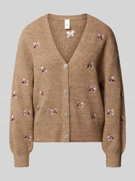 Kardigan rozpinany o kroju relaxed fit z elastycznej mieszanki wełny model FLEUR' Y.a.s