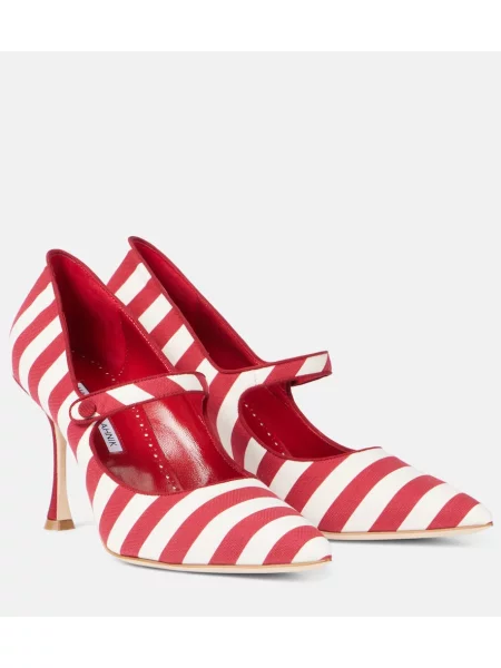 Pantofi cu toc Manolo Blahnik cu dungi roșu