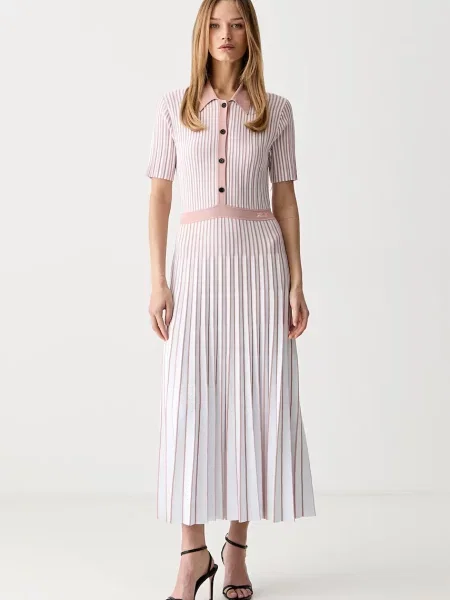 Karl Lagerfeld rochie plisată cu vâscoză alb