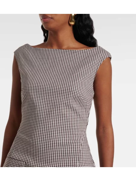 Rochie Staud în carouri maro