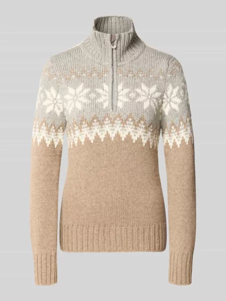 Sweter z dzianiny z mieszanka wełny ze stójką model Myking' Dale Of Norway beżowy