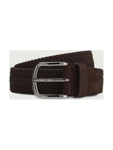 BOSS BLACK Curea cu adaos de piele negru