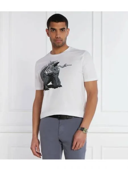 HUGO Tricou Dibeach alb