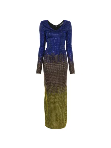 Rochie maxi Miron cu decolteu în V albastru