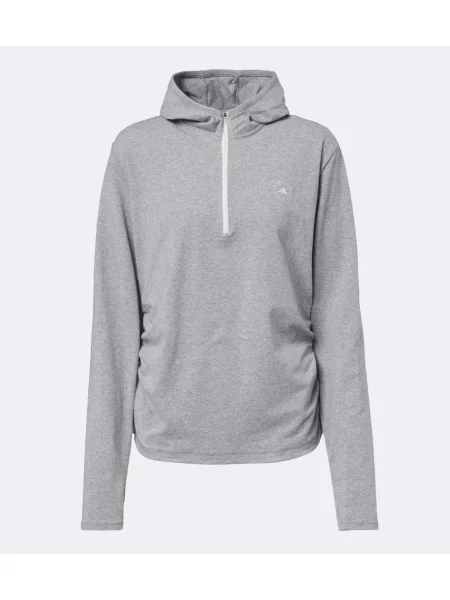 Hanorac cu glugă Adidas By Stella Mccartney din jerseu cu autograf gri