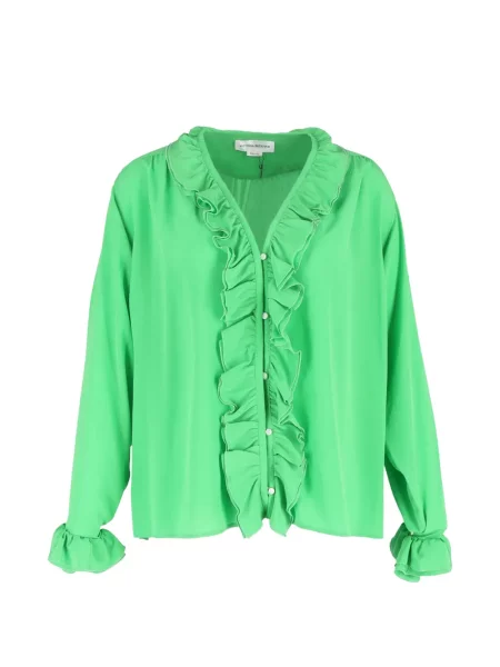 Cămașă Victoria Beckham de mătase verde