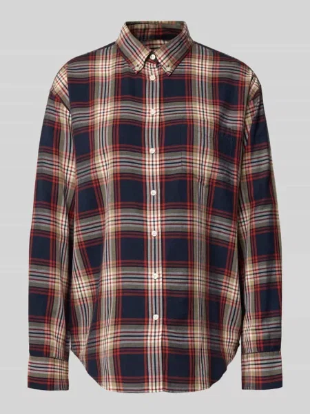 Bluzka koszulowa o kroju relaxed fit z dodatkiem Gant