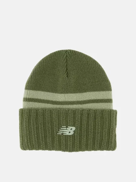 Трикотажная шапка New Balance в полоску зеленая