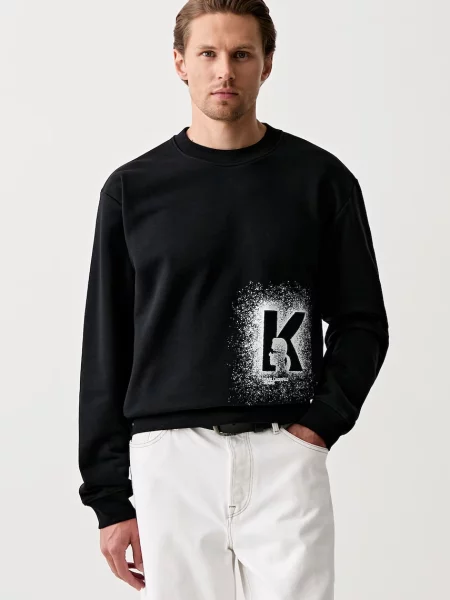 KARL LAGERFELD JEANS Bluză de molton / alb negru
