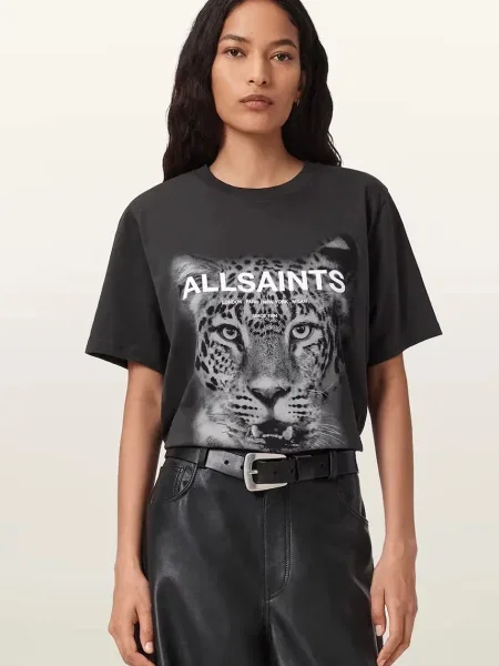 Тениска AllSaints ROAR черно