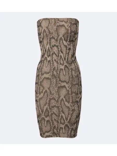 Rochie Wolford cu imagine din jacard cu model piele de șarpe maro