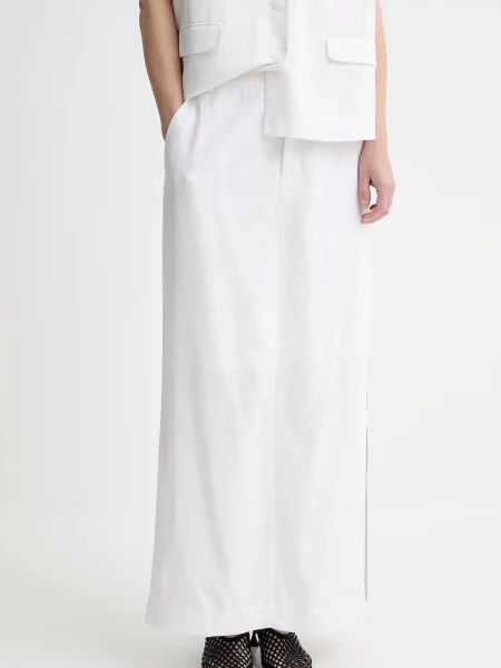Gestuz fustă din amestec de in maxi drept alb