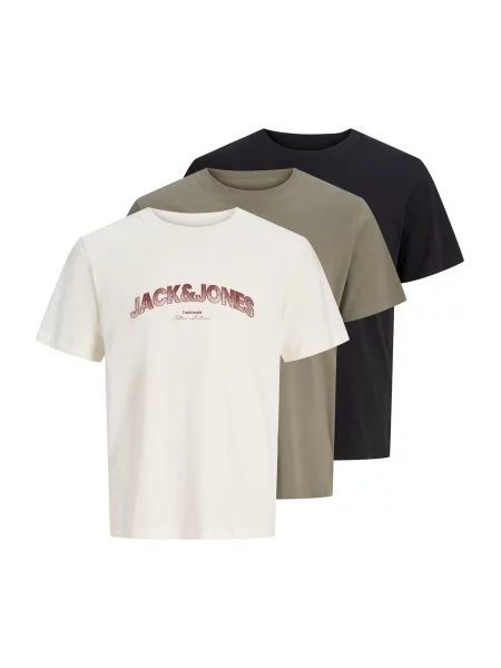 JACK & JONES Tricou JJAVERY bej deschis / kaki / roșu negru