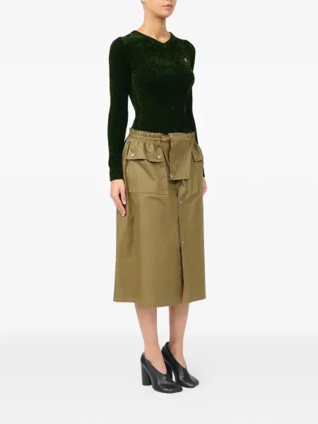 Fustă midi Mm6 Maison Margiela cu cordon verde