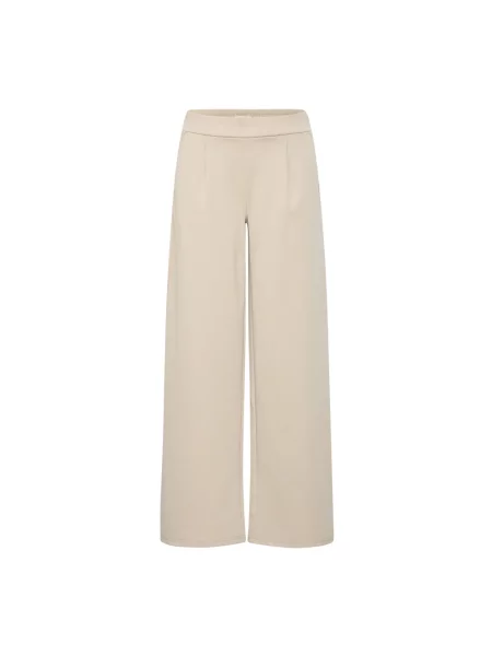 Długie szerokie lniane kuloty Ichi beżowe