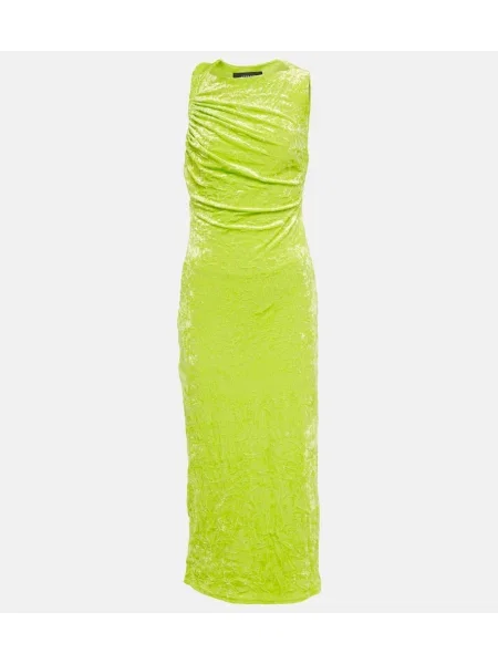 Rochie midi Versace de catifea până la genunchi de costum verde