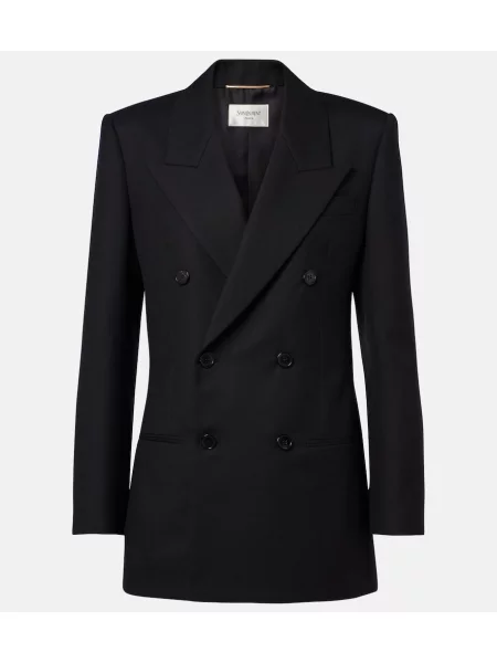Dwurzędowa marynarka Saint Laurent wełniana dwurzędowa czarna