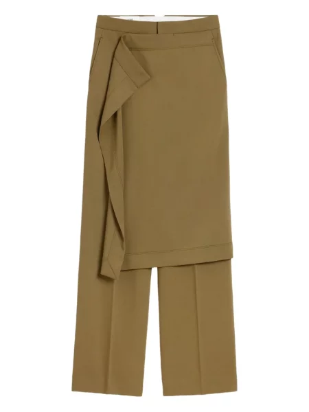 Pantaloni Ami Paris de lână drapate verde