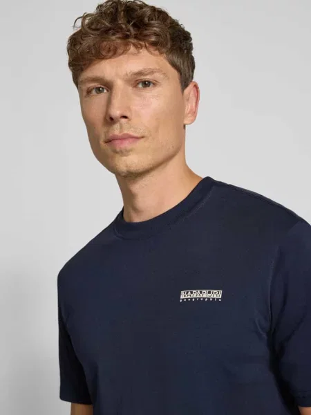 T-shirt z logo i okrągłym dekoltem Napapijri granatowa
