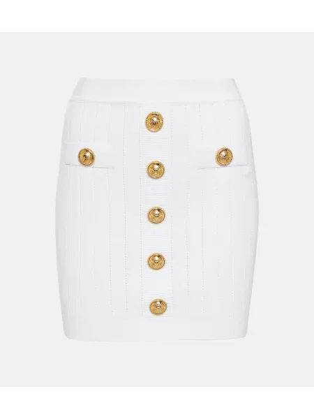 Fustă Balmain cu talie înaltă alb