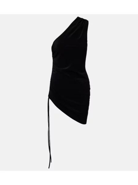 Rochie cu volane Balmain cu volane cu un umăr gol negru