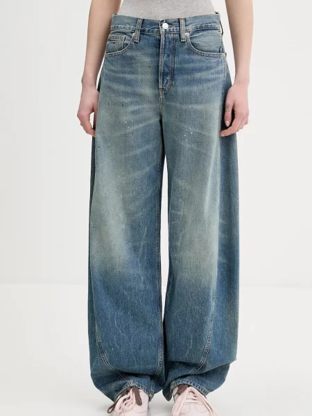 Tommy Jeans blugi high waist albastru