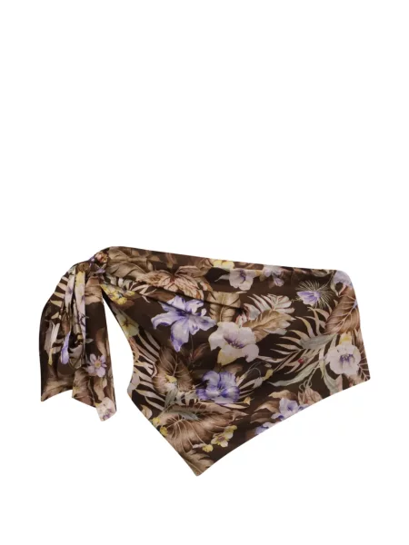 Top Zimmermann cu model floral cu imagine cu un umăr gol maro