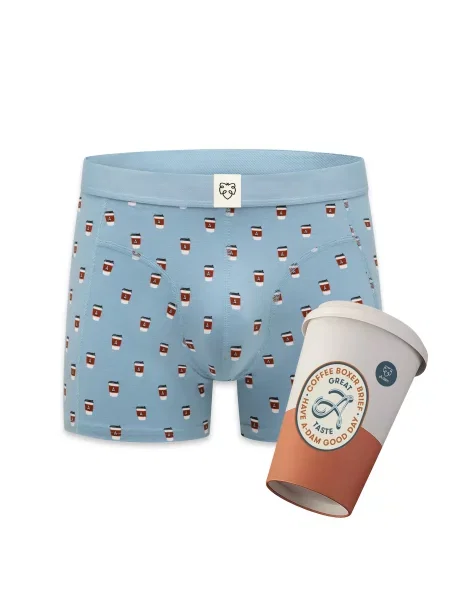 A-dam Boxeri Take Away Coffee albastru deschis / maro alb