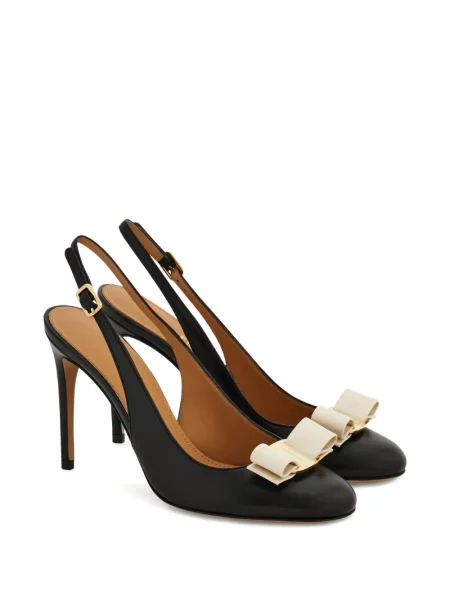 Pantofi cu toc Ferragamo cu funde slingback negru