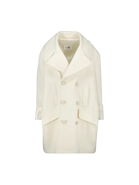 Płaszcz Mm6 Maison Margiela wełniany biznesowy biały