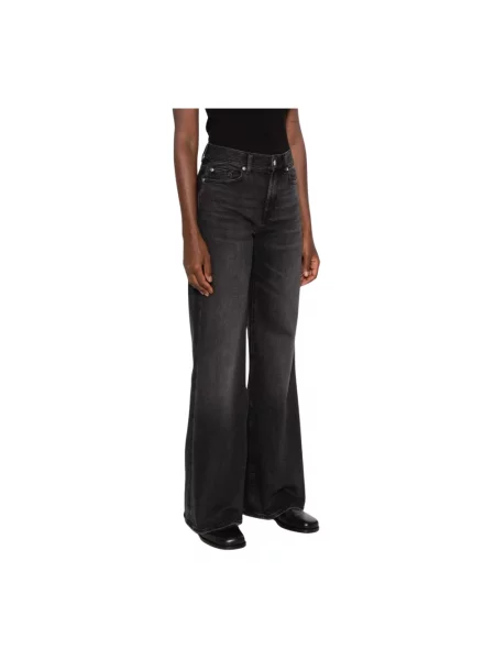 Szerokie jeansy 7 For All Mankind z wysoką talią czarne