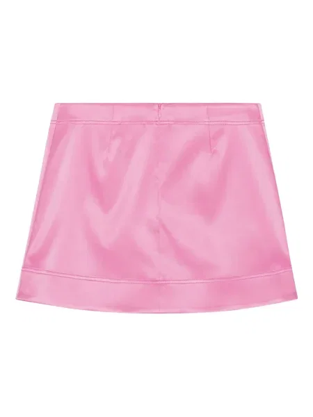 Fusta mini Ganni din satin roz