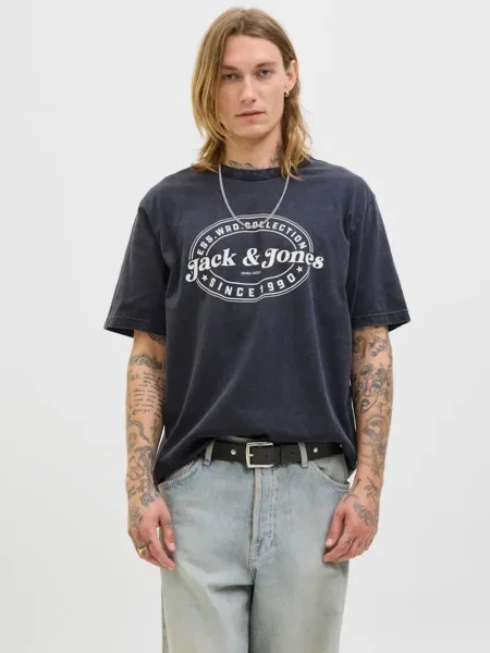 JACK & JONES Tričko JJEDover čierna biela