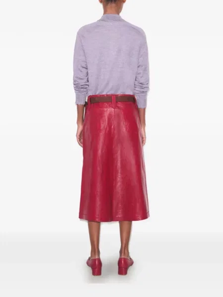 Fustă din piele Tory Burch roșu