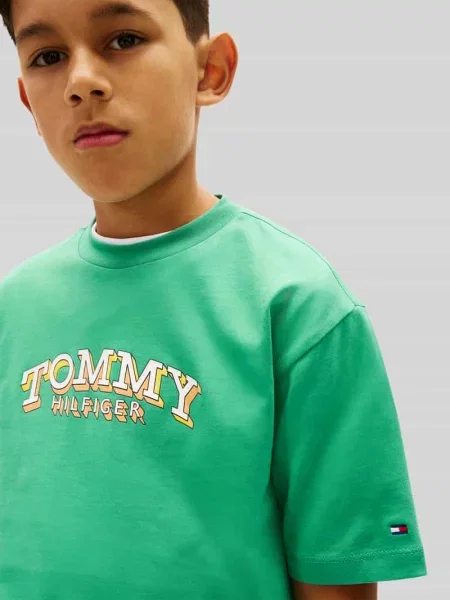 T-shirt o kroju regular fit z czystej bawełny Tommy Hilfiger zielona