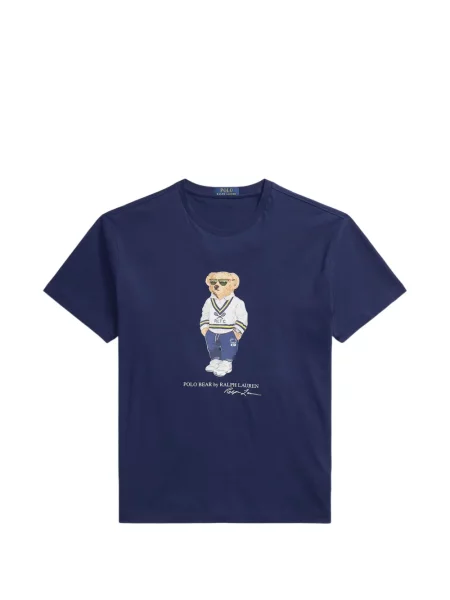 Tricou polo Polo Ralph Lauren cu glugă cu blană cu broderie roșu